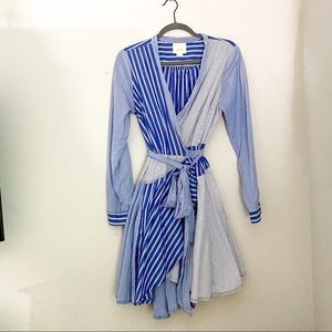 Anthropologie blue stripped wrap dress.